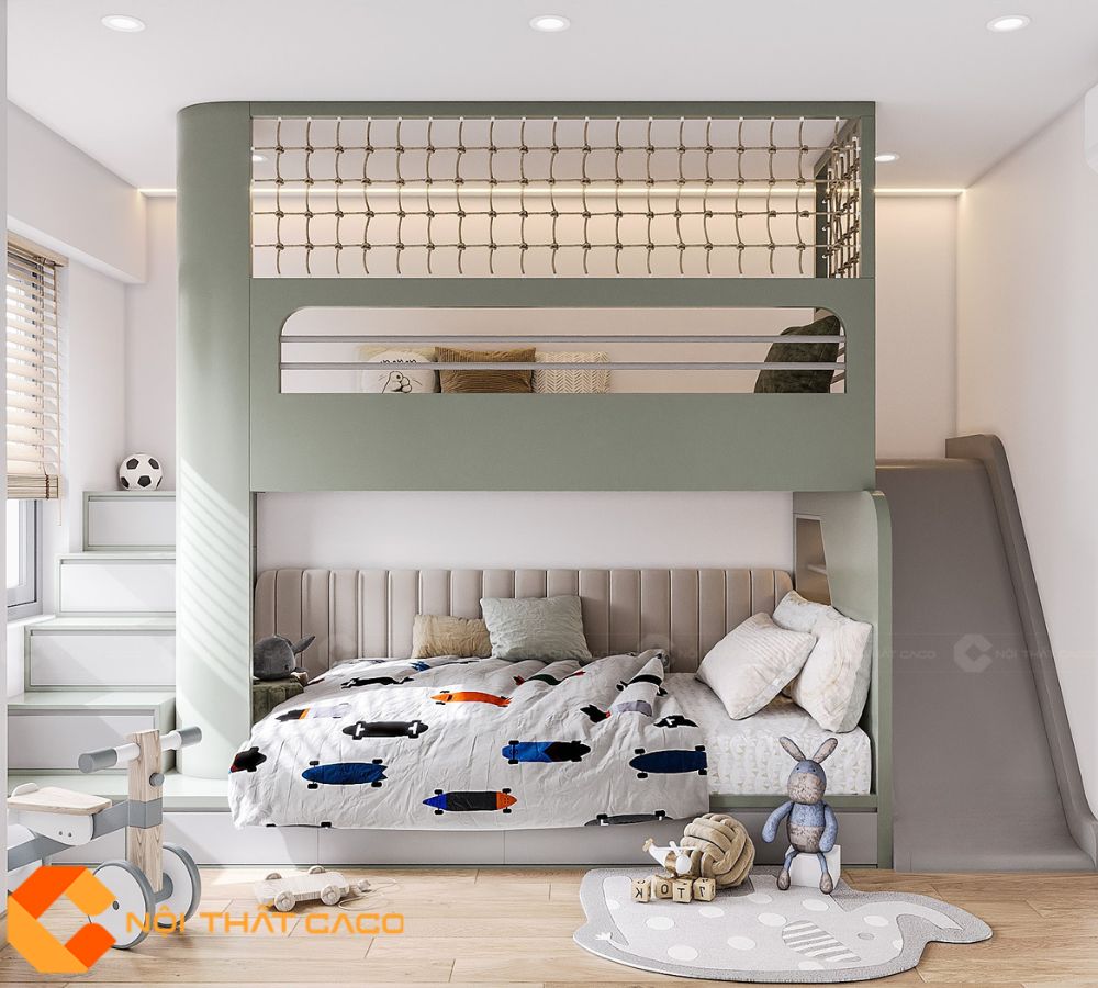 Giường Tầng GT027 Có Cầu Trượt Hiện Đại 