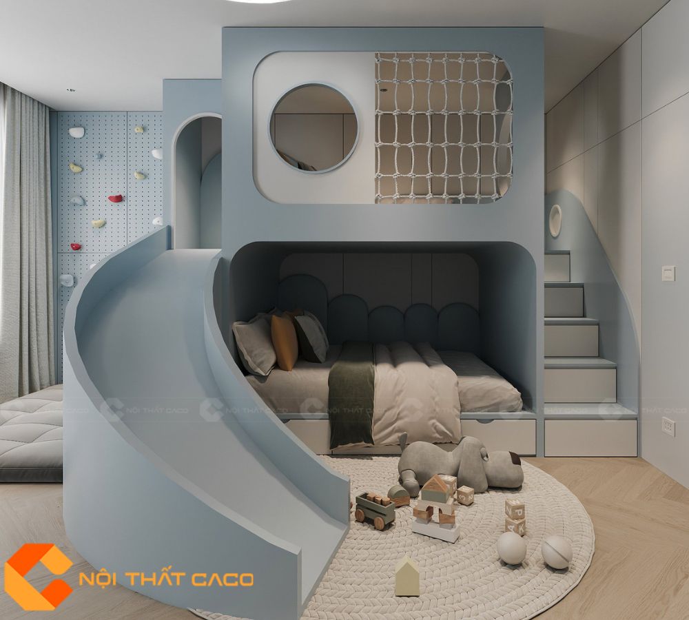 Giường Tầng GT030 Có Cầu Trượt Hiện Đại 