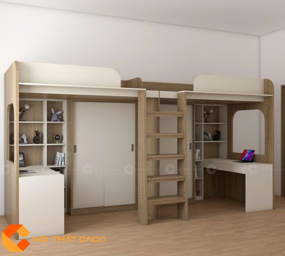 Giường Tầng GT038 Thiết Kế 3 Trong 1 