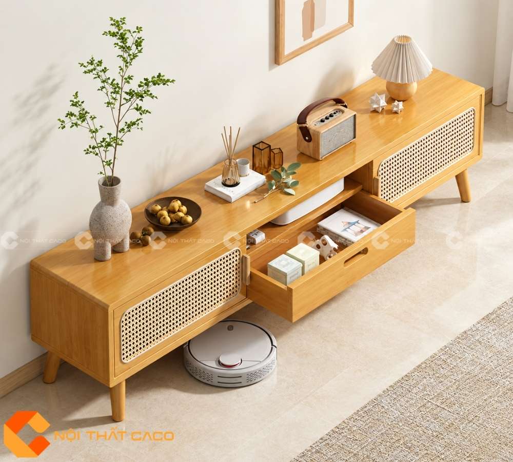 Kệ Tivi Gỗ Tự Nhiên KTV082