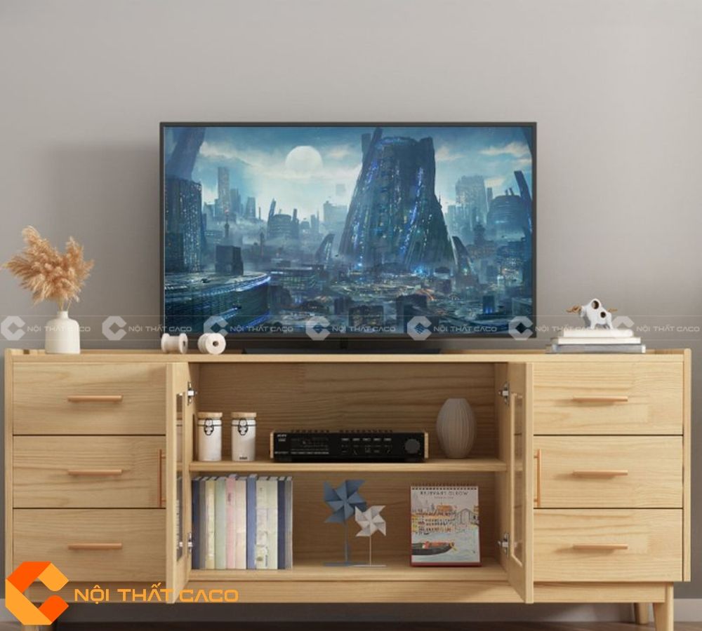 Kệ Tivi Gỗ Tự Nhiên KTV084