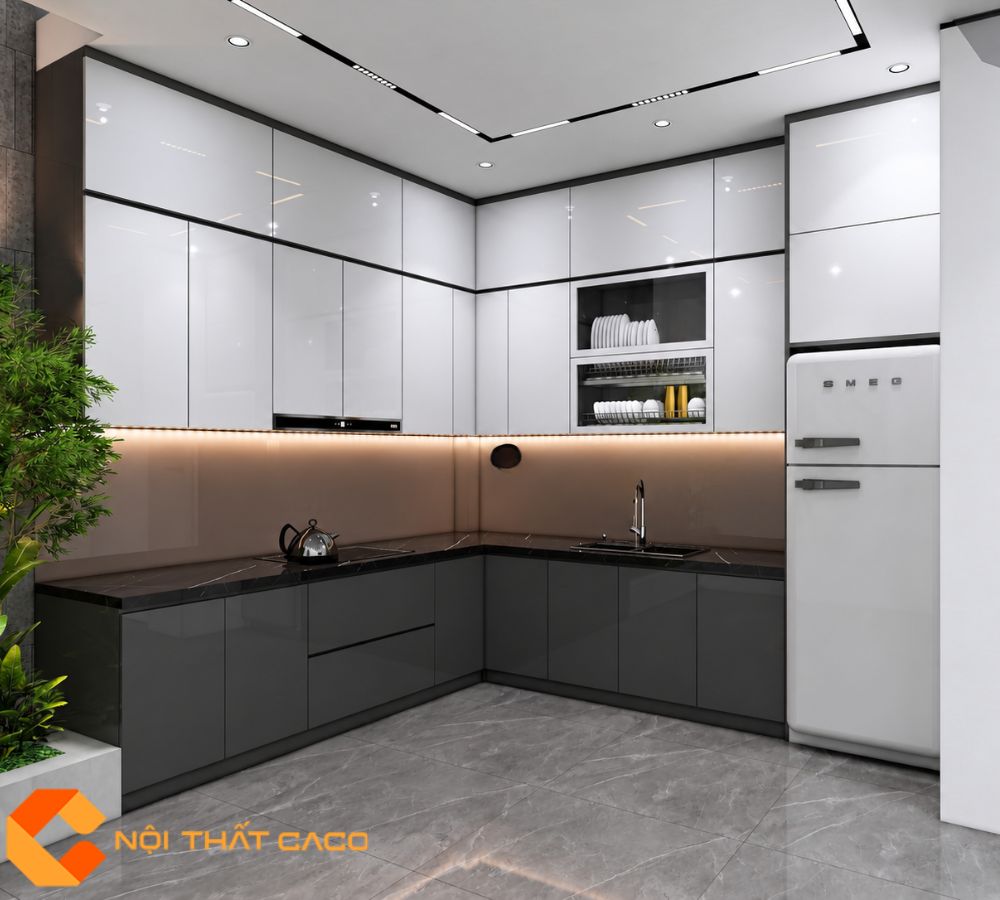 Tủ Bếp MDF Thiết Kế Chữ L Cao Cấp, Sang Trọng - TBM064