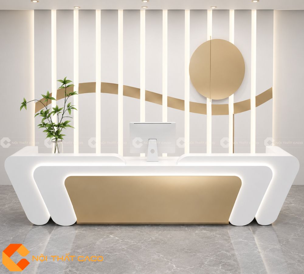 Quầy Lễ Tân Gỗ Công Nghiệp QLT026