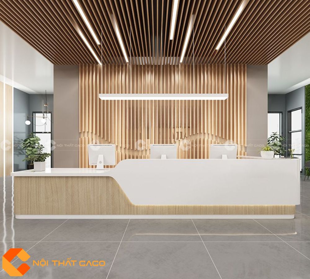 Quầy Lễ Tân Gỗ Công Nghiệp QLT033