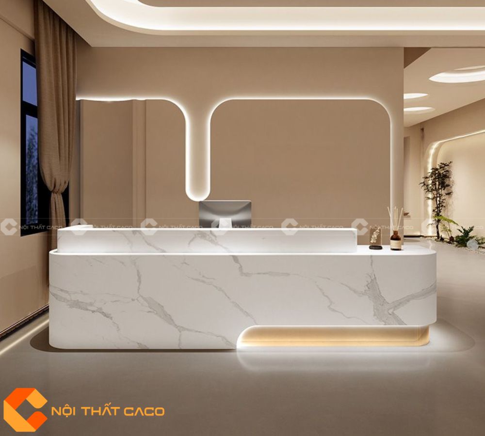 Quầy Lễ Tân Gỗ Công Nghiệp QLT035