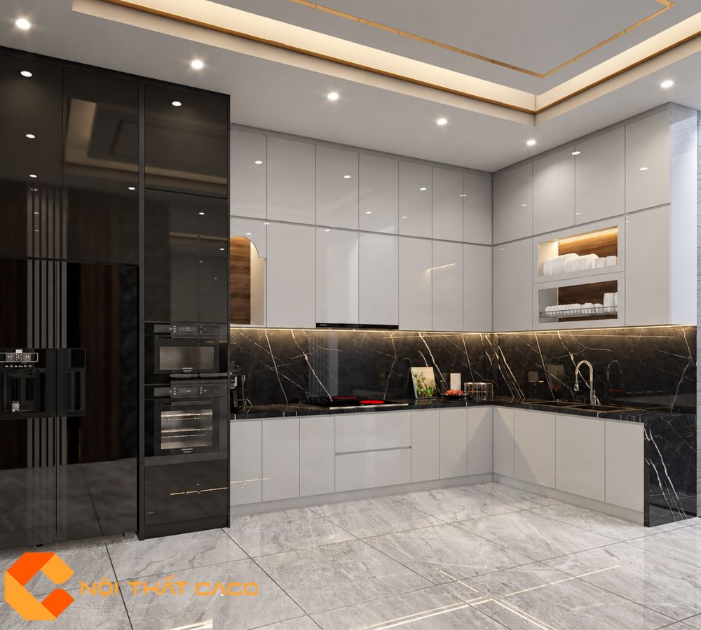 Tủ bếp Acrylic Chữ L Chất Lượng Cao Cấp Và Bền Đẹp - TBA068