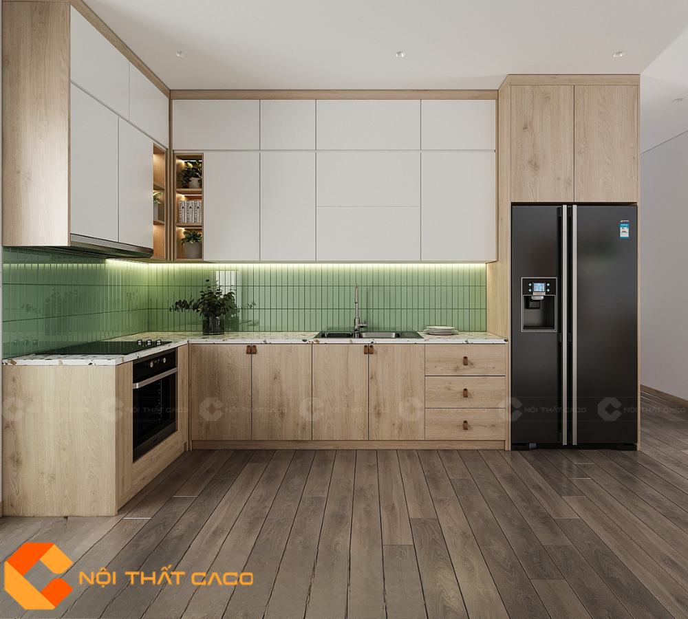 Tủ Bếp Gỗ Công Nghiệp TBM079