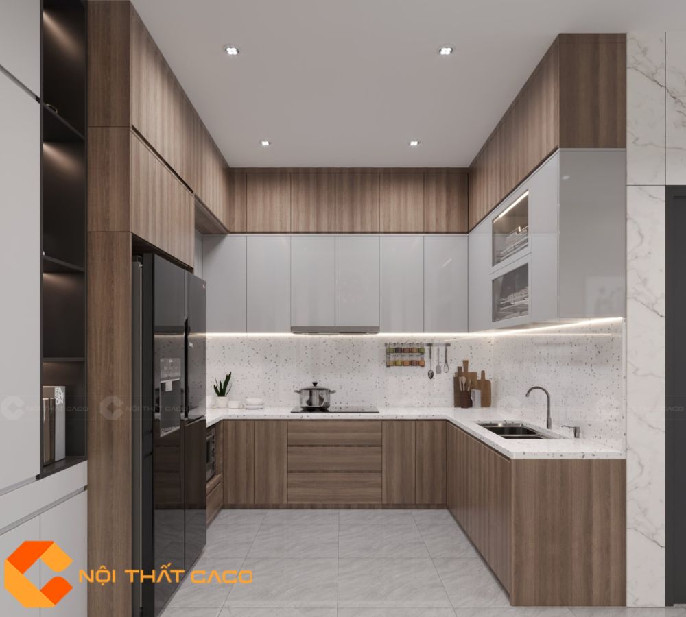 Tủ Bếp Gỗ Công Nghiệp TBM084