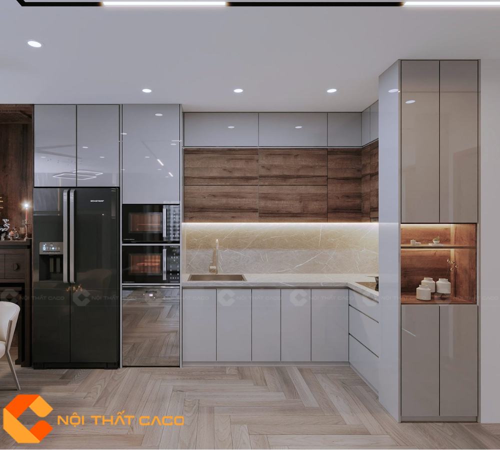 Tủ Bếp Gỗ Công Nghiệp - TBM086