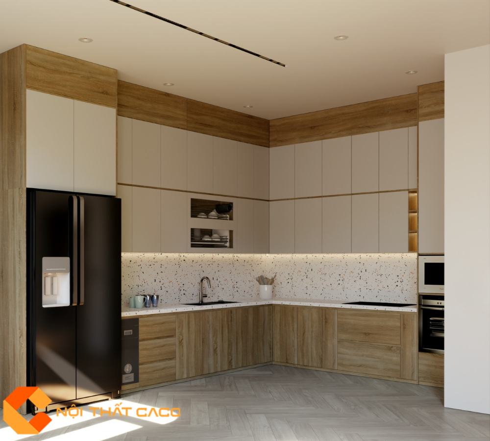 Tủ bếp gỗ công nghiệp TBM087