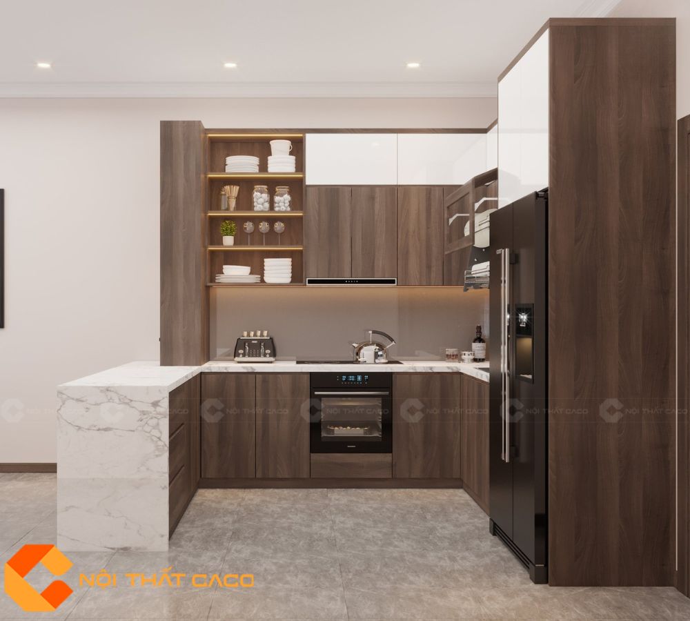 Tủ Bếp Gỗ Công Nghiệp TBM091