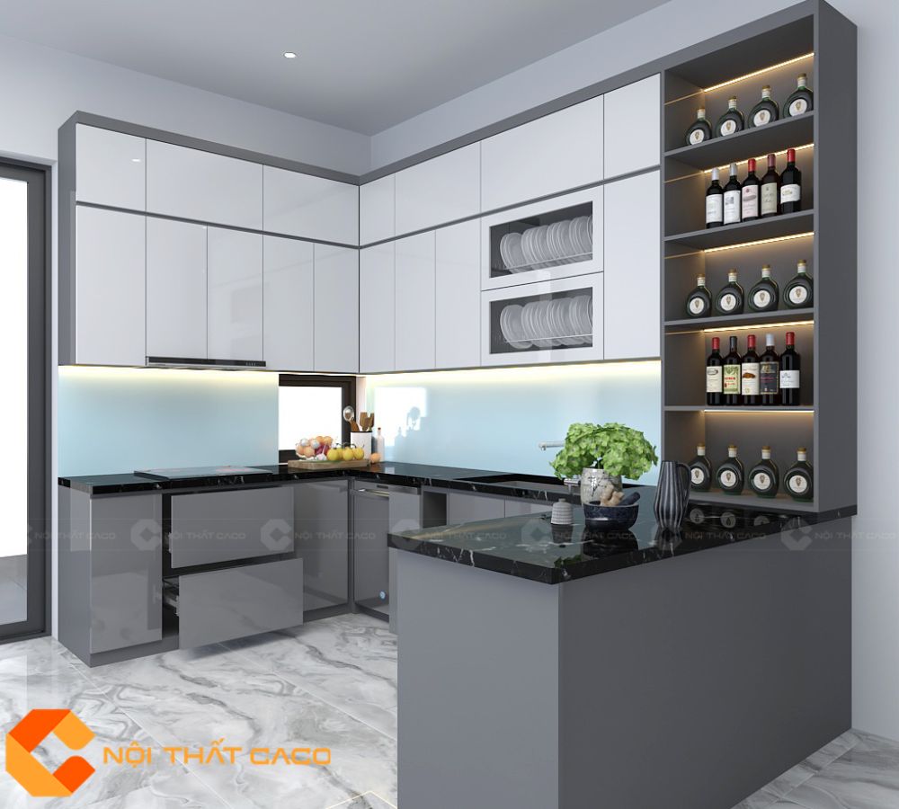 Tủ Bếp Gỗ Công Nghiệp TBM093