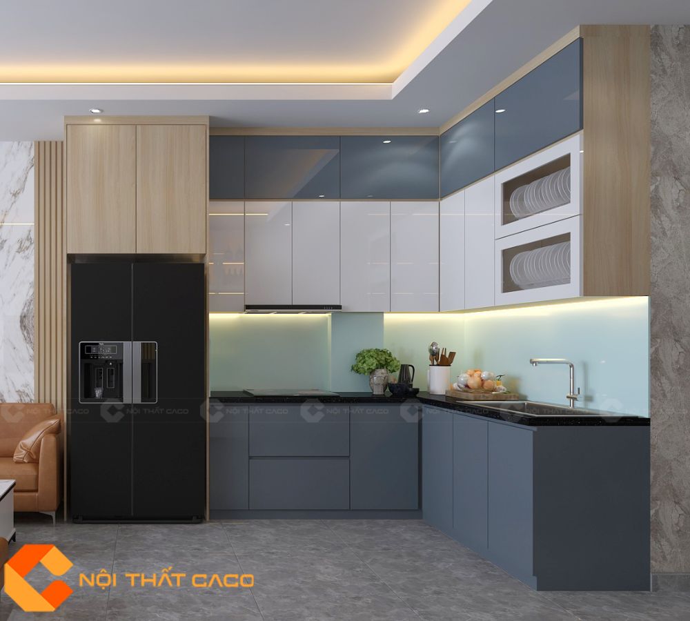 Tủ Bếp Gỗ Công Nghiệp TBM095