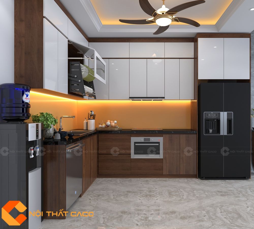 Tủ Bếp Gỗ Công Nghiệp TBM097