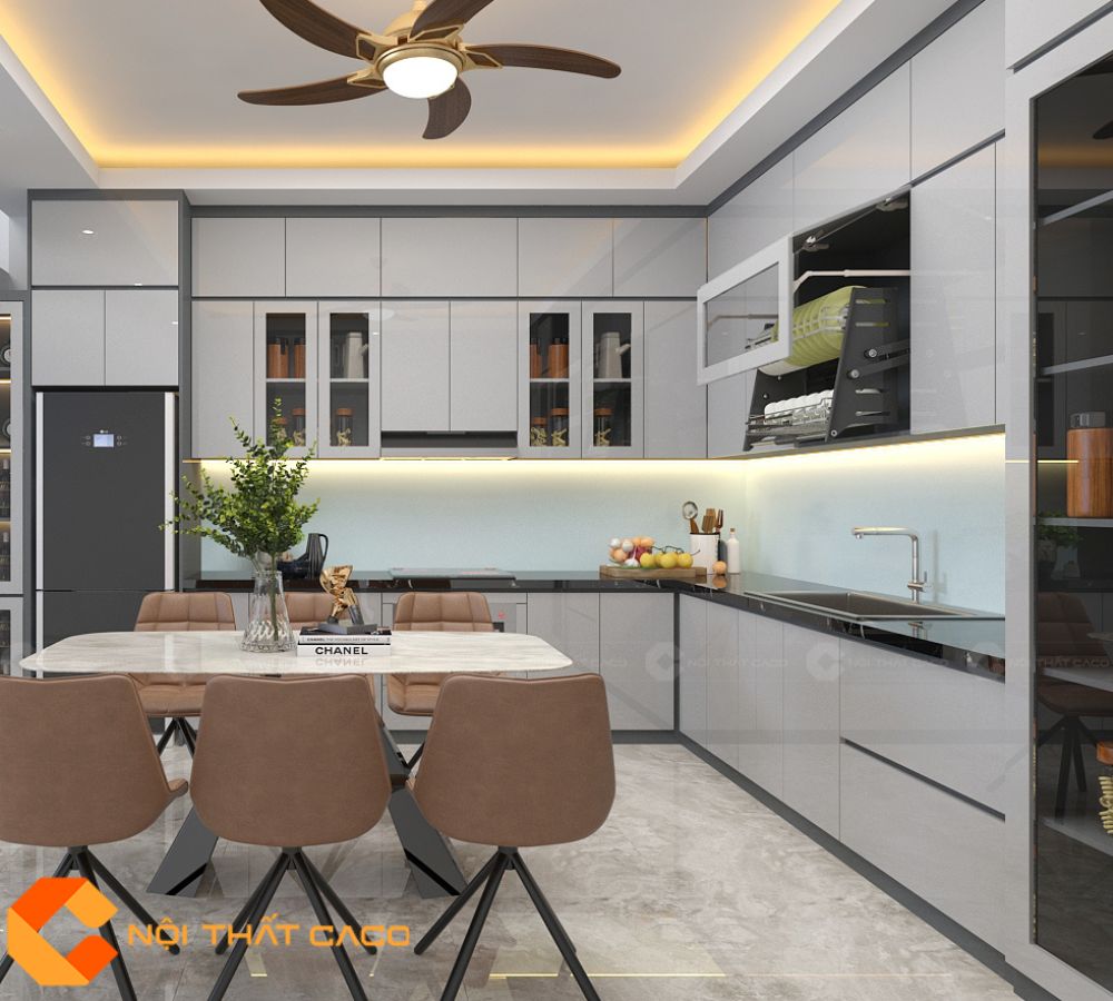 Tủ Bếp Gỗ Công Nghiệp TBM098