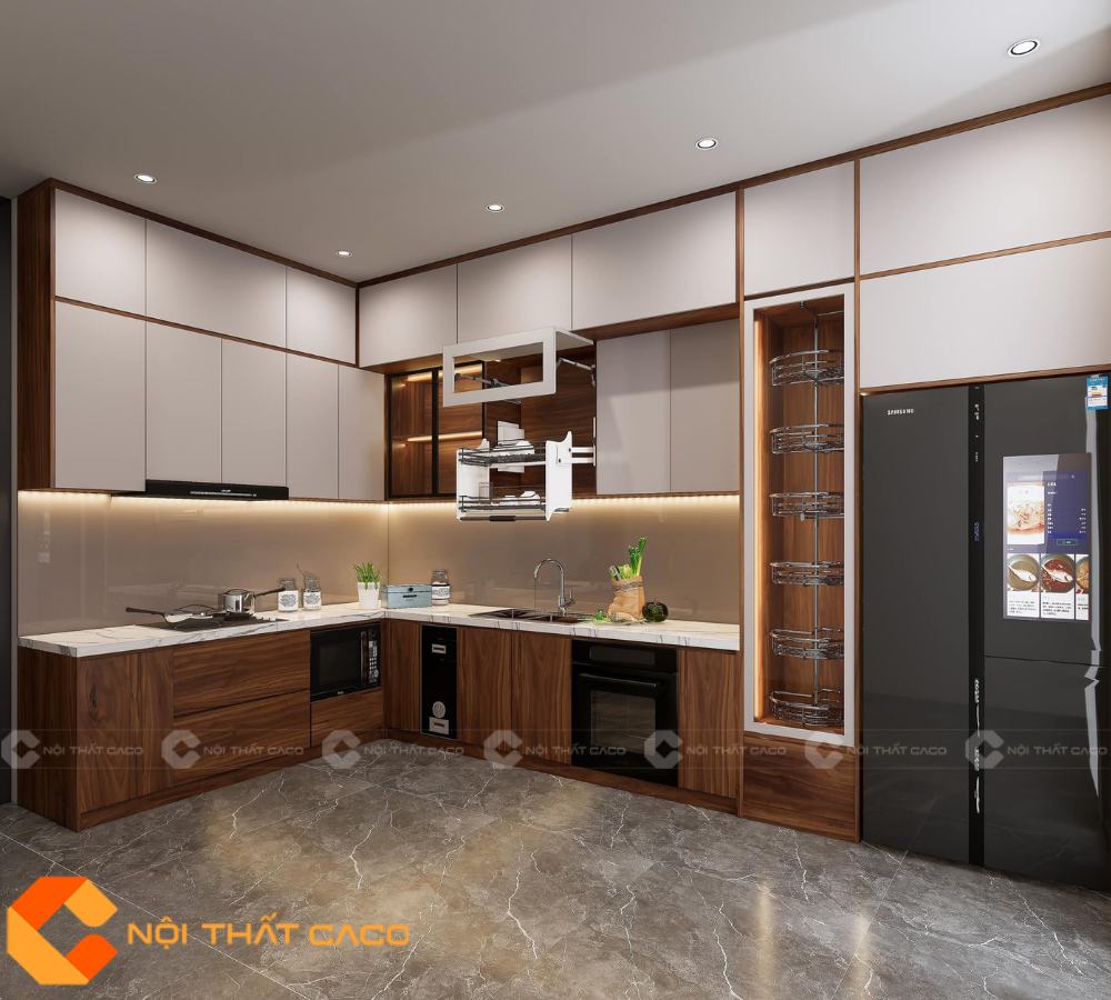 Tủ bếp gỗ công nghiệp - TBM102