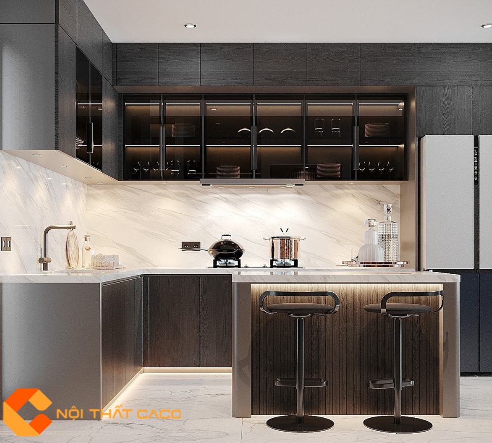 Tủ Bếp Gỗ Công Nghiệp TBM105