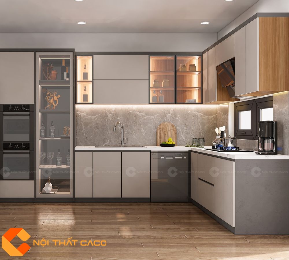 Tủ Bếp Gỗ Công Nghiệp TBM108