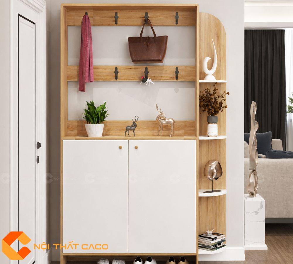 Tủ Giày Dép Gỗ MDF Tích Hợp Kệ Trưng Bày Hiện Đại - TG039