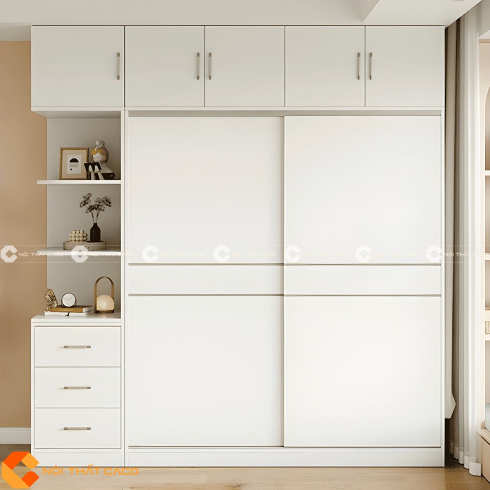 Tủ Quần Áo Cửa Lùa Gỗ MDF Phong Cách Hàn Quốc - TAL076