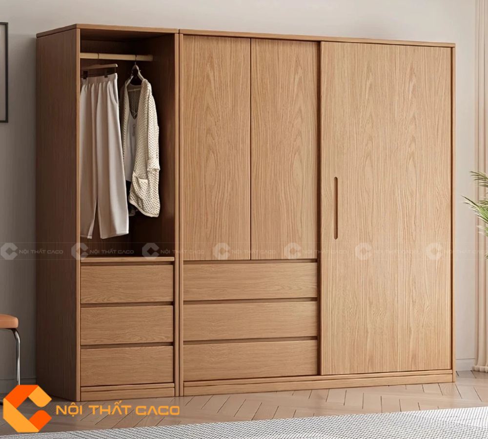 Tủ Quần Áo Gỗ Công Nghiệp TAM065 Cửa Lùa Hiện Đại 