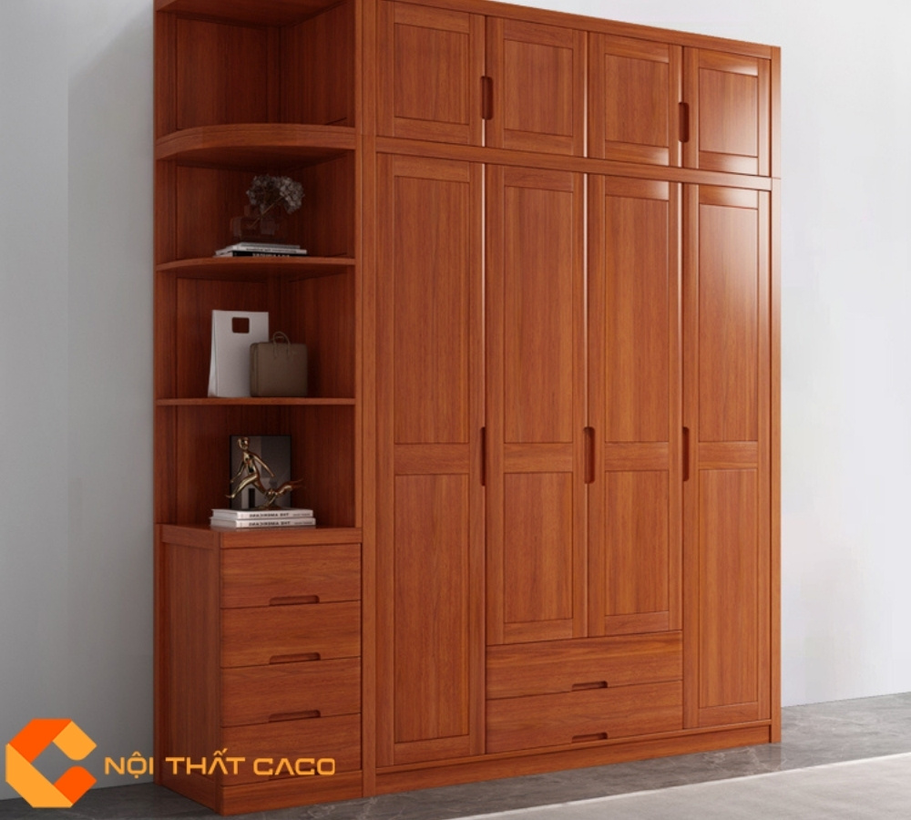 Tủ Quần Áo Gỗ Tự Nhiên TATN071 Cao Cấp Sang Trọng 