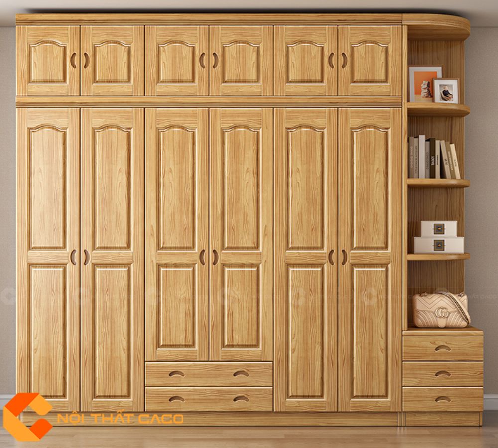 Tủ Quần Áo Gỗ Tự Nhiên TATN075 Thiết Kế Hiện Đại 