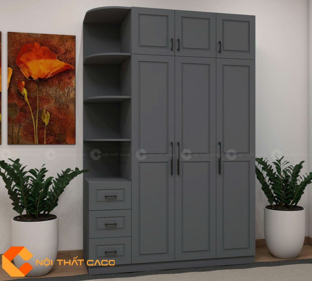 Tủ Quần Áo TAM059 3 Cánh Có Kệ Trang Trí 