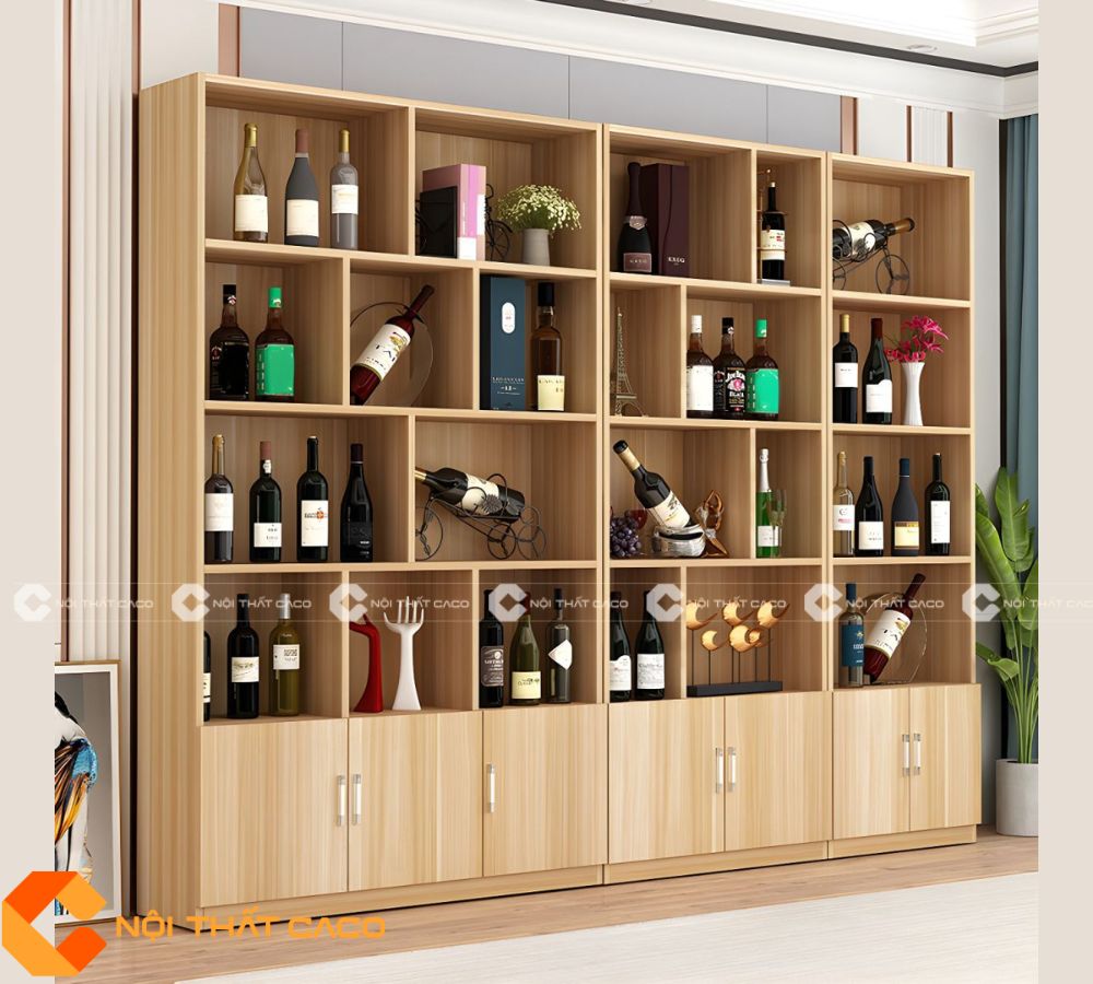 Tủ Rượu Gỗ MDF Phủ Melamine Kích Thước Lớn, Bền Bỉ - TR074